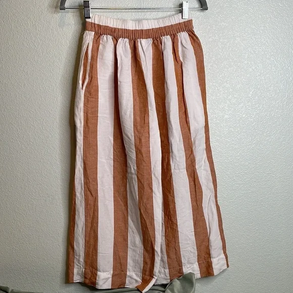 Madewell vertical stripe linen wide leg high rise pants - Picture 5 of 6